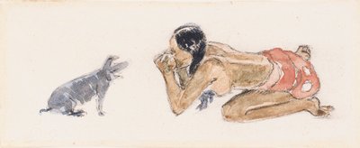 豚とタヒチの女性 作： Paul Gauguin