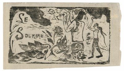 タヒチアン、花、葉、ル・スーリエのヘッドピース 作： Paul Gauguin