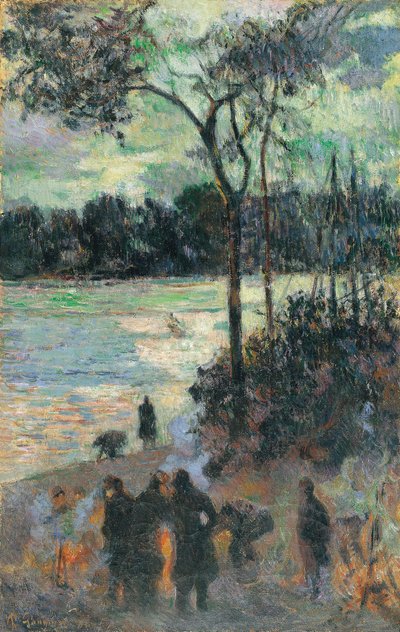 川岸の火、1886 作： Paul Gauguin