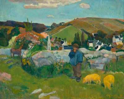 豚飼い、1888 作： Paul Gauguin