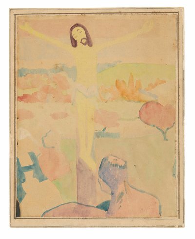 黄色いキリスト」（レクト）、小川を渉る女水浴客 作： Paul Gauguin