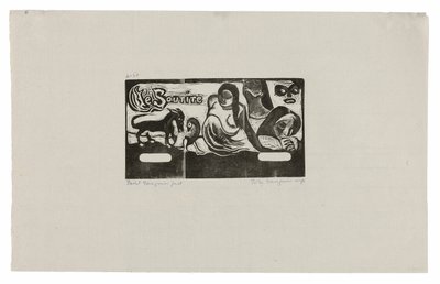 3 人、マスク、キツネ、鳥、Le sourire のヘッドピース 作： Paul Gauguin