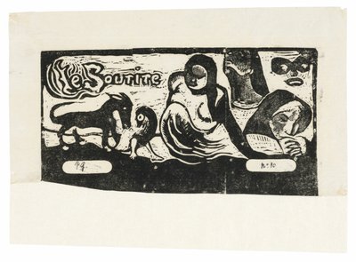 3 人、マスク、キツネ、鳥、Le sourire のヘッドピース 作： Paul Gauguin