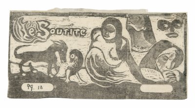 三人、仮面、狐、鳥、ル・スリールのカチューシャ 作： Paul Gauguin