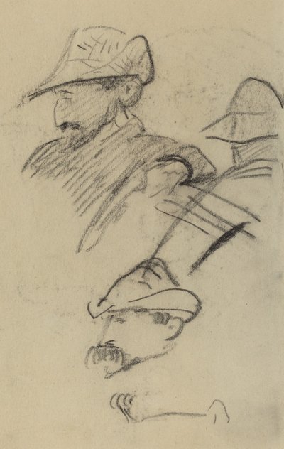 帽子をかぶった男性の 3 つの習作 [直訳] 作： Paul Gauguin