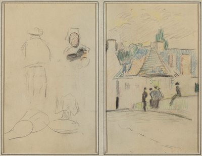 2 人のブルトン人像。 ポンタヴァンの橋 [直訳] 作： Paul Gauguin