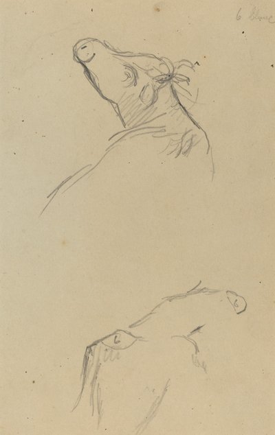 2 つの牛の頭 [裏面] 作： Paul Gauguin