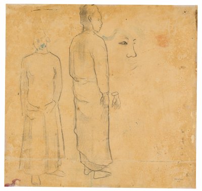 2人の人物（絵画『タヒチの風景』関連） 作： Paul Gauguin