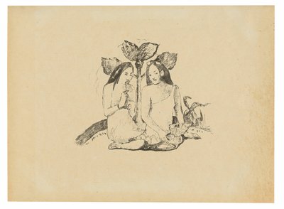 しゃがむ二人のマオリ女性 作： Paul Gauguin