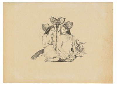 しゃがむ二人のマオリ女性 作： Paul Gauguin