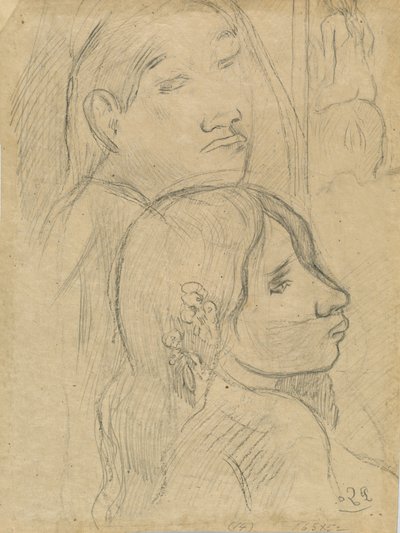 2 人のマルケサス人 [裏面]、c. 1902年。 作： Paul Gauguin