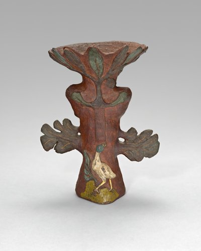 鳥と神が描かれた熱帯植物の形をした花瓶、188788。 作： Paul Gauguin