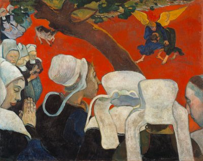 説教ジェイコブが天使と格闘した後のビジョン、1888年。 作： Paul Gauguin