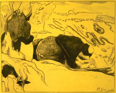 組曲「ヴォルピーニ」からの洗濯女: デッサンの石版画、1889., 1889. 作： Paul Gauguin