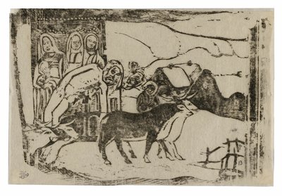 ブルターニュの道端の祠、後期木版画組曲より 作： Paul Gauguin