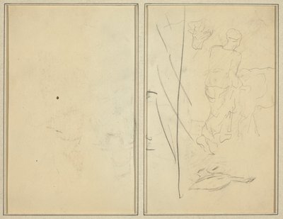 牛とガチョウを持つ女性。 反証 [裏面] 作： Paul Gauguin