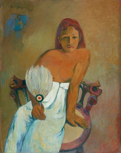 ファンを持つ女性。 作： Paul Gauguin