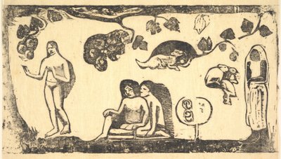 女性、動物、そして葉、1898年。 作： Paul Gauguin