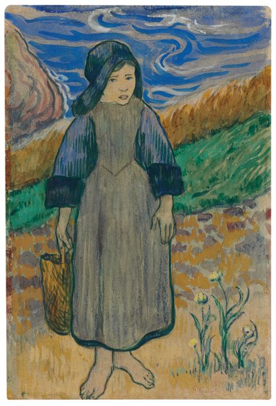 海沿いの若いブルトンの少女;海沿いの若いブルターニュの少女、1889年 作： Paul Gauguin