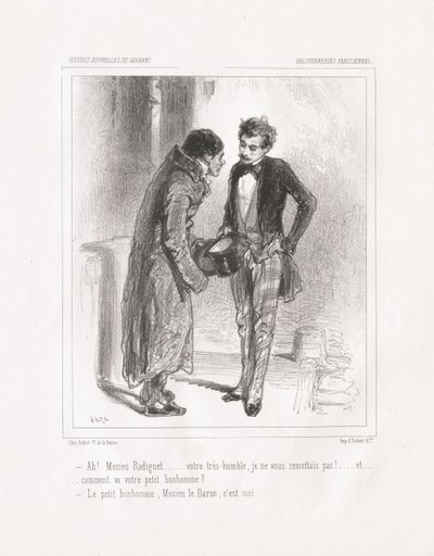 パリの配達人：ああ！モンシューラディゲ、1847年。 作： Paul Gavarni