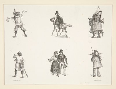 被験者2体と立像・立像4体 作： Paul Gavarni