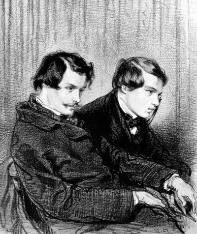 ゴンクール兄弟 - エドモンド・ド・ゴンクール(1822-1886)とジュール・ド・ゴンクール(1830-1870)が劇場の箱の中で 作： Paul Gavarni