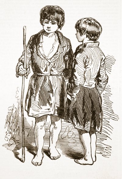 アイオナの群れの男の子、「イラストレイテッドロンドンニュース」（1849年） 作： Paul Gavarni