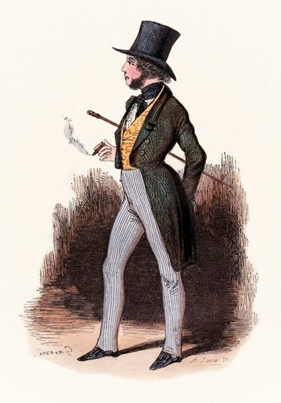ロドルフ・ドルナノ (1861-1865) 作「Le Sportsman Parisien」[The Parisian Sportsman] のイラスト 作： Paul Gavarni