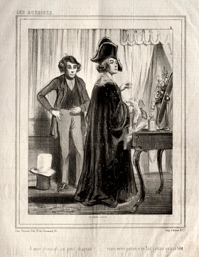 女優：私は小さな帽子を求めていました！、1843年。 作： Paul Gavarni