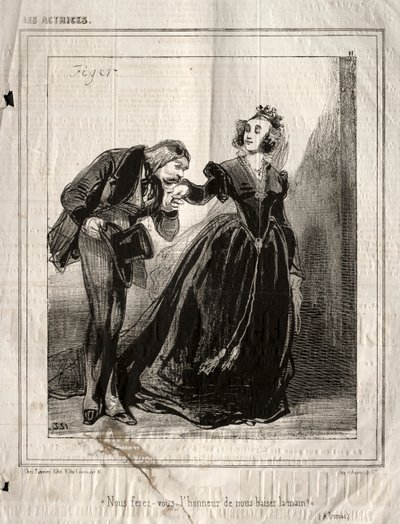 女優：1843年、私たちはあなたに私たちの手にキスの名誉を与えます。 作： Paul Gavarni
