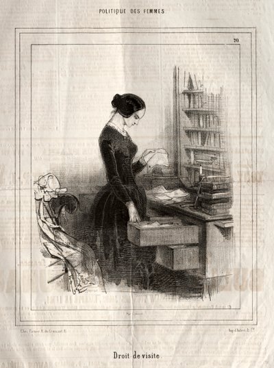 女性の政治：アクセス権、1843年。 作： Paul Gavarni