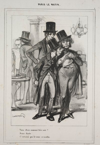 あなたは昨夜、1839年のパリ・ル・マタンのシリーズから任命されました。 作： Paul Gavarni
