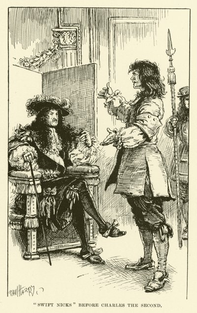 チャールズ2世の前の「スウィフト・ニック」（彫刻作品 作： Paul Hardy