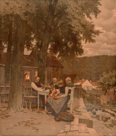 庭の家族 作： Paul Hey