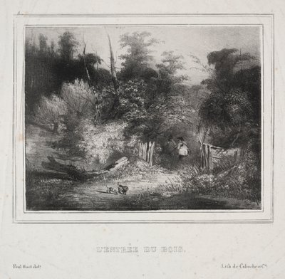 風景：森の入り口、1829年。 作： Paul Huet
