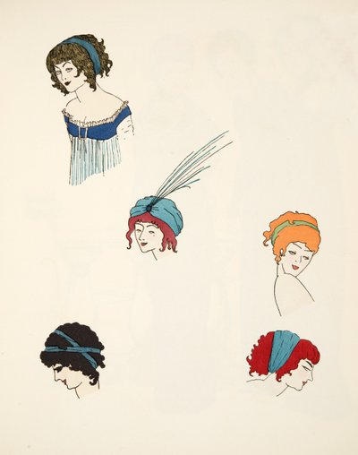 Les Robes de Paul Poiretパブからのヘッドレスのデザイン。 1908（ステンシルプリント） 作： Paul Iribe