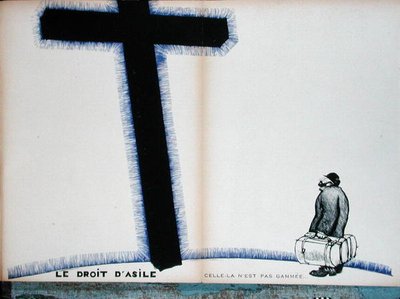 キリスト教の十字架と亡命の権利、『Parlons Francais』のイラスト 作： Paul Iribe