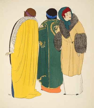 Les Robes de Paul Poiretパブからの3つのコート。 1908（ステンシルプリント） 作： Paul Iribe