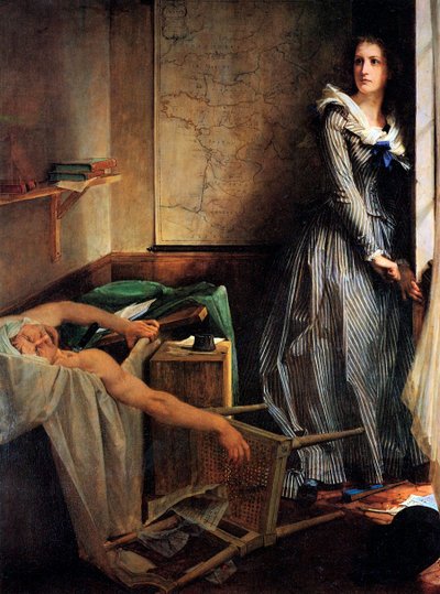 1861年のマラト殺害後のシャーロットコルデー。 作： Paul Jacques Aimé Baudry