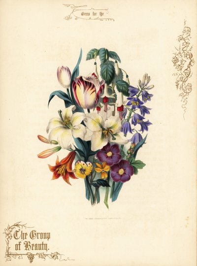 ユリ、チューリップ、フクシア、オニユリの花束。 作： Paul Jerrard