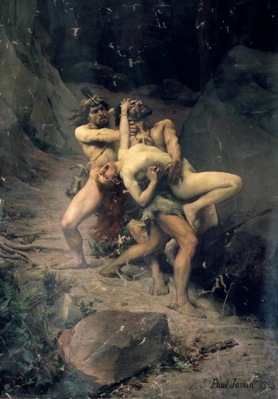 「石器時代のレイプ」、1888 作： Paul Joseph Jamin