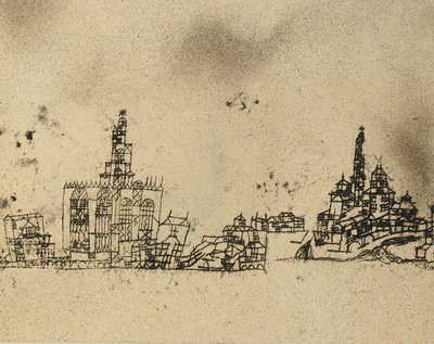 水上の古代都市。 水辺の旧市街 作： Paul Klee