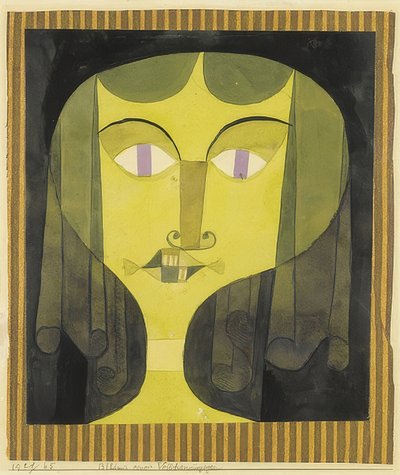 紫色の目の女性の肖像画。 1921-65 作： Paul Klee