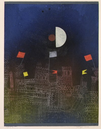Kaupunki lippujen kanssa 作： Paul Klee