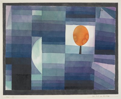 The Harbinger of Autumn [オレンジアクセントのグリーン/バイオレットグラデーション] 作： Paul Klee