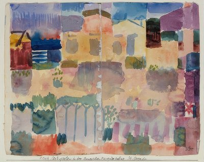 チュニス近くのヨーロピアンクォーター、サンジェルマンの庭園。 1914 作： Paul Klee