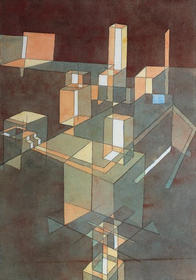 パウル・クレー（1879-1940）によるイタリアの都市、イングレス紙に水彩、34x23 cm 作： Paul Klee