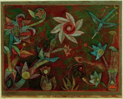 クロスとスパイラルの花 作： Paul Klee