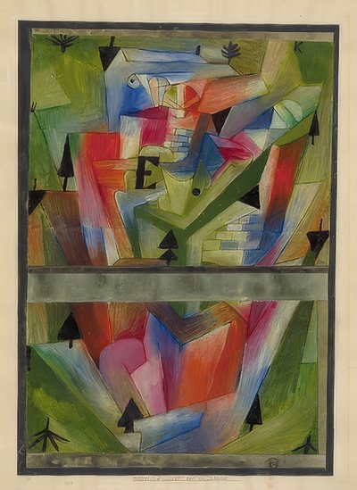 E（バイエルン州）の近くの風景。 1921、182 作： Paul Klee