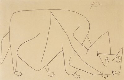 潜んでいる猫; 猫が潜む 作： Paul Klee